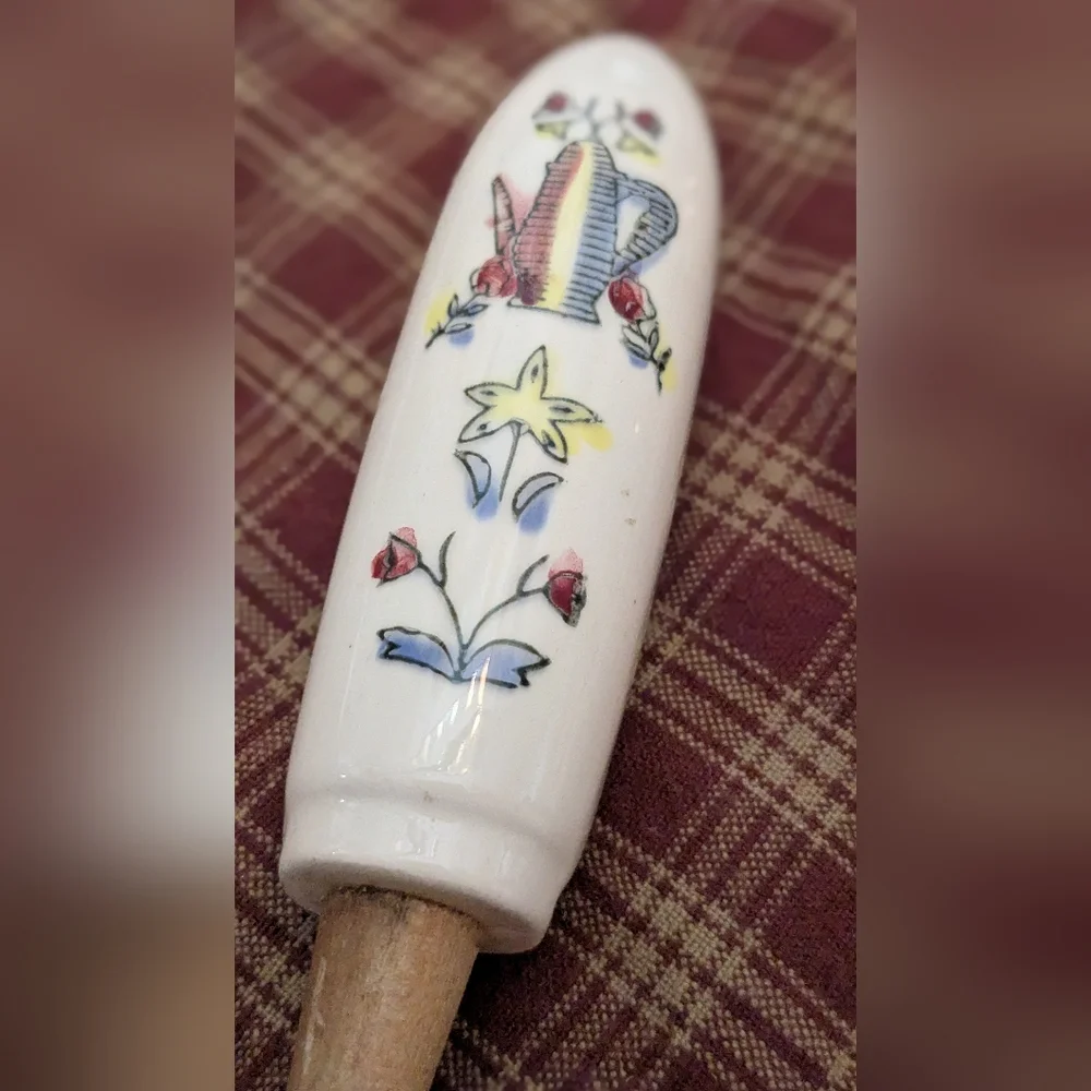 Vintage Serving Fork Utensil 1970s Japan porcelain Handle